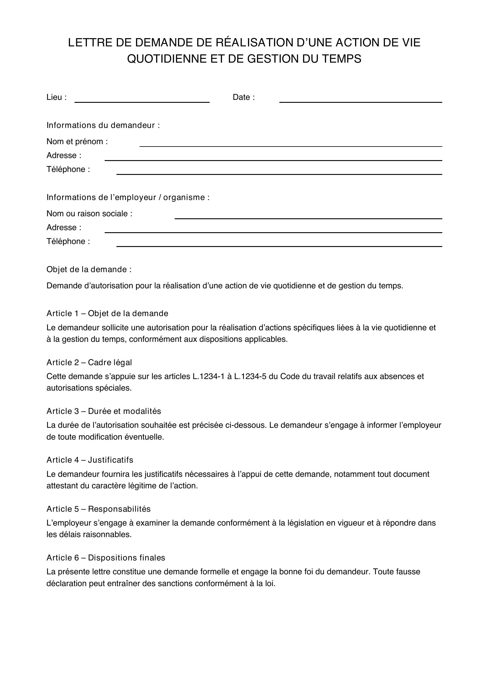 Modèle Lettre : Demande Ravgdt