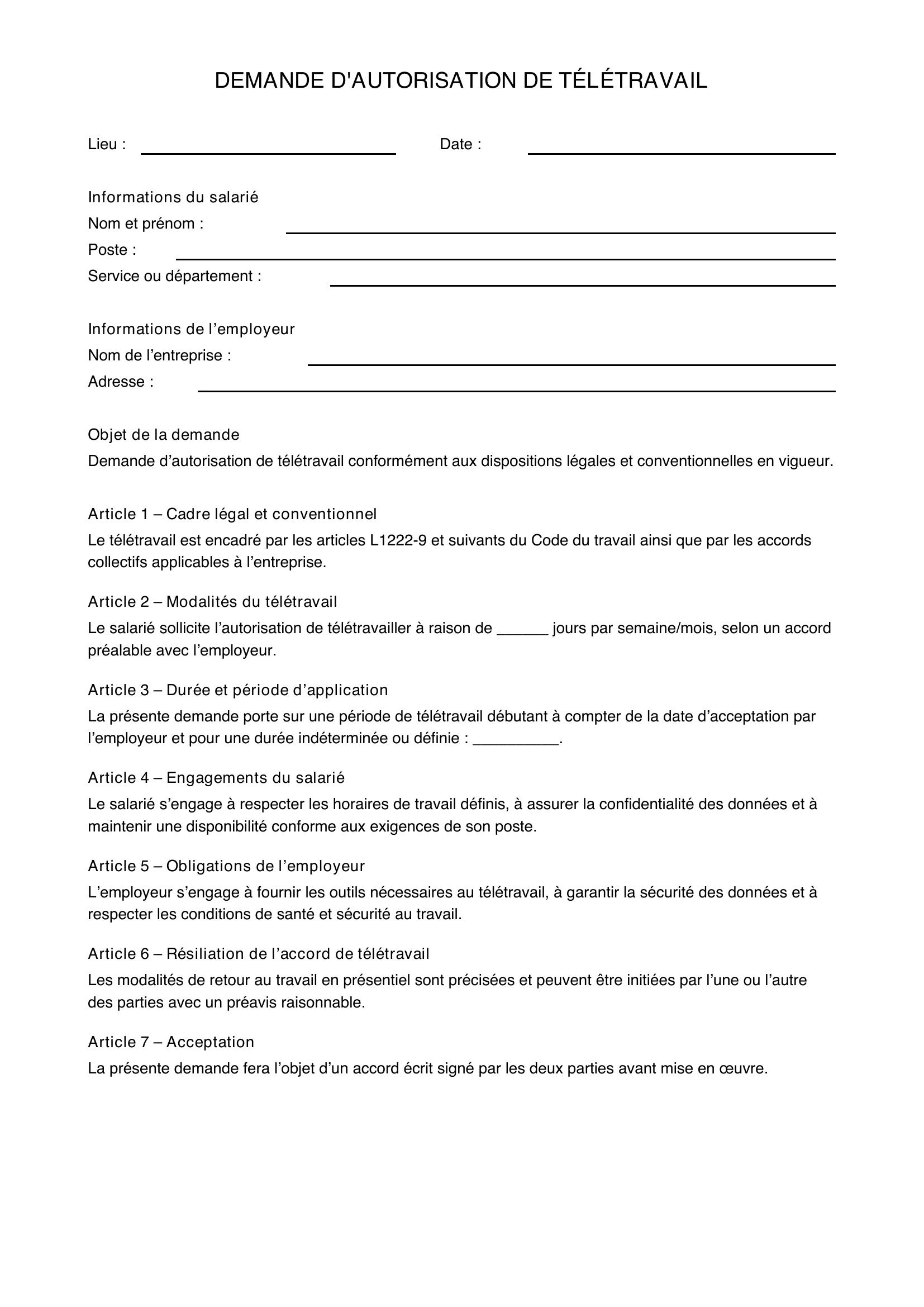 Exemple De Mail Pour Demande De Télétravail
